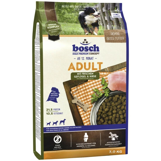 BOSCH PETFOOD Hundetrockenfutter »Adult«, 3 Kg, Geflügel/Hirse 3 BOSCH PETFOOD Hundetrockenfutter »Adult«, 3 Kg, Geflügel/Hirse