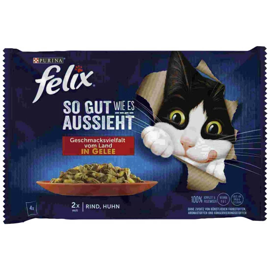 Katzen-Nassfutter »Felix So Gut Wie Es Aussieht«, Huhn/Rind 3 Katzen-Nassfutter »Felix So Gut Wie Es Aussieht«, Huhn/Rind