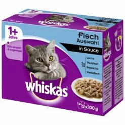 WHISKAS Katzen-Nassfutter, Lachs/Thunfisch/seeLachs/Weißfisch, 1200 G