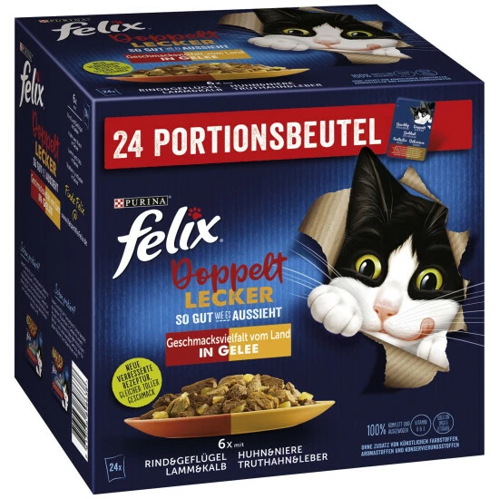 FELIX Katzen-Nassfutter »So Gut Wie Es Aussieht Doppelt Lecker«, Gemischte Vielfalt 3 FELIX Katzen-Nassfutter »So Gut Wie Es Aussieht Doppelt Lecker«, Gemischte Vielfalt