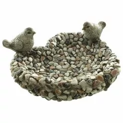 Vogeltränke, Polyresin, Grau