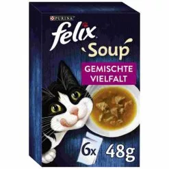 Katzen-Nassfutter »Felix Soup«, Rind/Huhn/Thunfisch, 6 X 48g