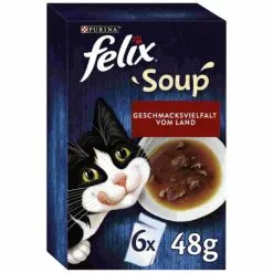 Katzen-Nassfutter »Felix Soup«, Rind/Huhn/Lamm, 6 X 48g