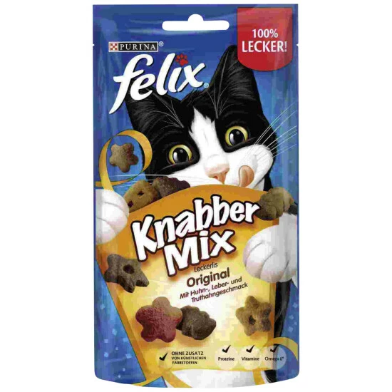 FELIX Katzensnack »Knabbermix«, Huhn/Leber/Truthahn, 60 G 3 FELIX Katzensnack »Knabbermix«, Huhn/Leber/Truthahn, 60 G