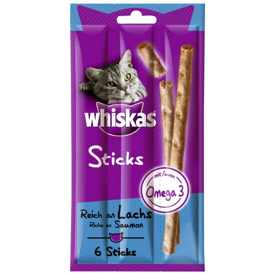 WHISKAS Katzensnack »Sticks«, 36 G (6 Sticks), Lachs 3 WHISKAS Katzensnack »Sticks«, 36 G (6 Sticks), Lachs