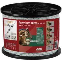 AKO Weidezaun Weidezaunseil »Premium Ultra«, Länge: 40000 Cm, Weiß/grün