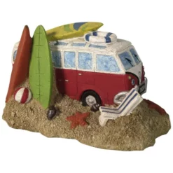 Orbit Aquariendekoration, VW-Bus, Polyresin, Weiß|rot