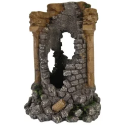 Orbit Aquariendekoration, Säulen Mit Mauerwerk, Polyresin, Grau|beige