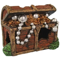 Orbit Aquariendekoration, Mini Schatztruhe, Polyresin, Braun|rot