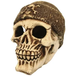 Orbit Aquariendekoration, Totenkopf Mit Mütze, Polyresin, Beige|braun