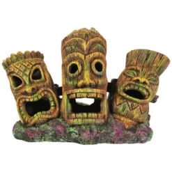 Orbit Aquariendekoration, Tiki-Kopf, 3er, Polyresin, Orange|grün