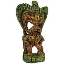 Orbit Aquariendekoration, Tiki-Figur, Polyresin, Grün|beige