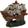 Orbit Aquariendekoration, Segelboot, Polyresin, Braun|weiß