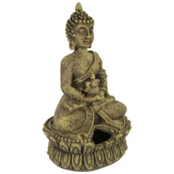 Orbit Aquariendekoration, Tempelfigur Auf Podest, Polyresin, Beige