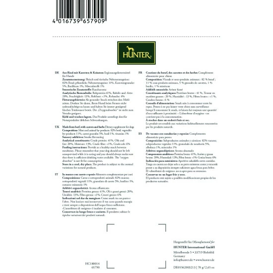 HUNTER Hundesnack »Training «, 12 Stück, Je 70, Rind 4 HUNTER Hundesnack »Training «, 12 Stück, Je 70, Rind – Bild 2