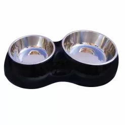 DOGIT Hundenapf, Doppelnapf, Schwarz, 400 Ml