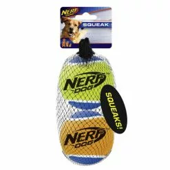 NERF DOG Spielball, Tennisbälle Mit Quietscher, Orange/blaugelb, Gr. L, Für Hunde