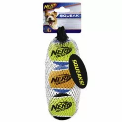NERF DOG Spielball, Tennisbälle Mit Quietscher, Orange/blaugelb, Gr. S, Für Hunde