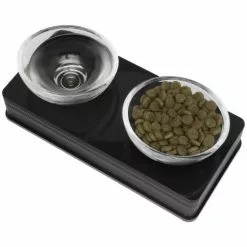 CATIT Katzennapf, Style Glass Diner, Schwarz, 2 X 400 Ml