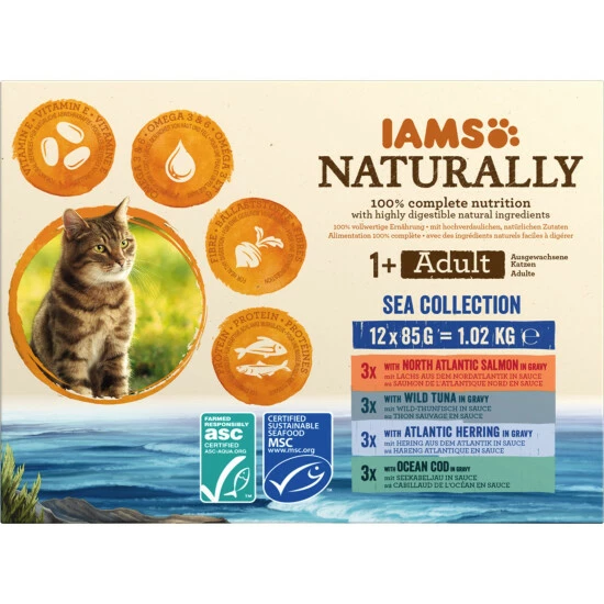IAMS Katzen-Nassfutter »Naturally«, 12 Stück, Je 85 G 3 IAMS Katzen-Nassfutter »Naturally«, 12 Stück, Je 85 G