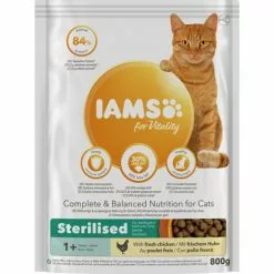 IAMS Katzentrockenfutter, 0,8 Kg, Huhn