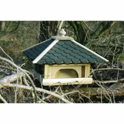 DOBAR Futterhaus, Für Wildvögel, Kiefernholz/Kunststoff/Bitumen, Natur/grün -Günstiges Tierbedarf Geschäft unnamed file 16060