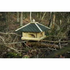 DOBAR Futterhaus, Für Wildvögel, Kiefernholz/Kunststoff/Bitumen, Natur/grün -Günstiges Tierbedarf Geschäft unnamed file 16063