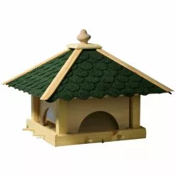 DOBAR Futterhaus, Für Wildvögel, Kiefernholz/Kunststoff/Bitumen, Natur/grün -Günstiges Tierbedarf Geschäft unnamed file 16064