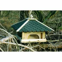 DOBAR Futterhaus, Für Wildvögel, Kiefernholz/Kunststoff/Bitumen, Natur/grün -Günstiges Tierbedarf Geschäft unnamed file 16066