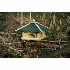 DOBAR Futterhaus, Für Wildvögel, Kiefernholz/Kunststoff/Bitumen, Natur/grün -Günstiges Tierbedarf Geschäft unnamed file 16067