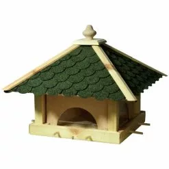 DOBAR Futterhaus, Für Wildvögel, Kiefernholz/Kunststoff/Bitumen, Natur/grün -Günstiges Tierbedarf Geschäft unnamed file 16068
