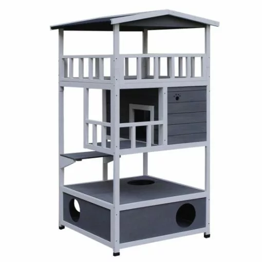 PawHut Katzenhaus, Holz, Länge: 78 Cm -Günstiges Tierbedarf Geschäft unnamed file 16363