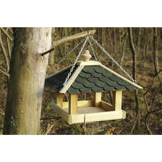 DOBAR Futterhaus, Für Wildvögel, Kiefernholz/Bitumen, Natur/grün 4 DOBAR Futterhaus, Für Wildvögel, Kiefernholz/Bitumen, Natur/grün – Bild 2