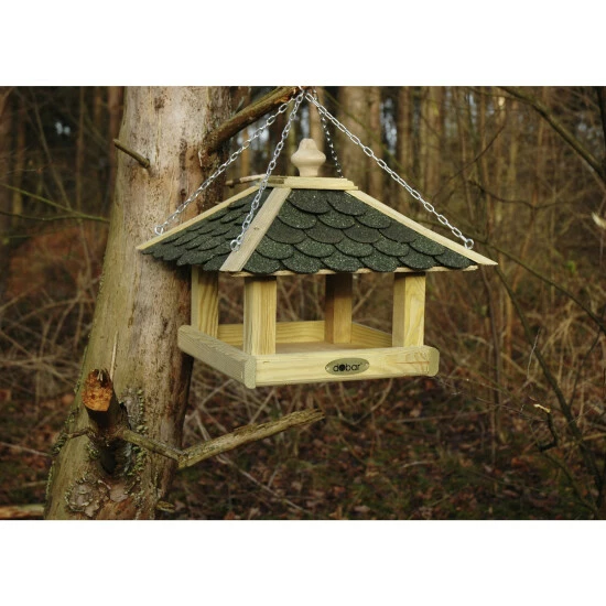 DOBAR Futterhaus, Für Wildvögel, Kiefernholz/Bitumen, Natur/grün 5 DOBAR Futterhaus, Für Wildvögel, Kiefernholz/Bitumen, Natur/grün – Bild 3
