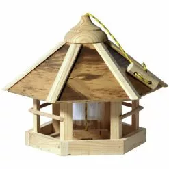 DOBAR Vogelfutterhaus, Für Wildvögel, Kiefernholz/Kunststoff, Natur/Holzfarben