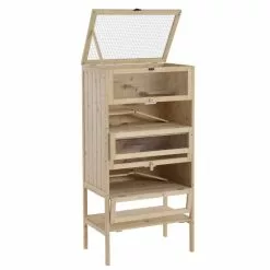 PawHut Kleintierkäfig, BxHxT: 40 X 120 X 60 Cm, Tannenholz/Stahl