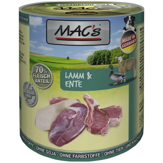 MAC'S Hunde-Nassfutter, Lamm/Ente, 6 Dosen 3 MAC'S Hunde-Nassfutter, Lamm/Ente, 6 Dosen