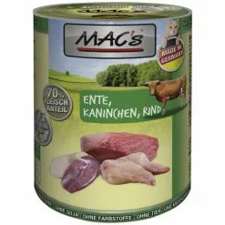 MAC'S Katzen-Nassfutter, Ente/Kaninchen/Rind, 6 X 400 G