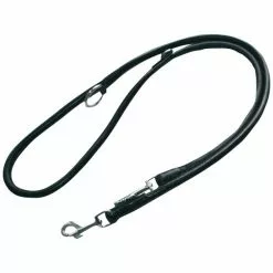 Hundeleine, Größe: 200 Cm, Rindsleder, Schwarz