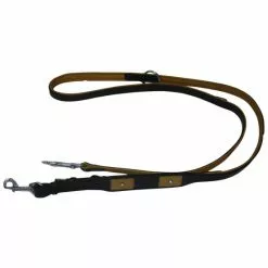 Hundeleine, Größe: Verstellbar, Rindsleder, Gruen/cognacfarben