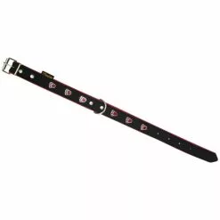 Hundehalsband, Größe: 60 Cm, Rindsleder, Rot/schwarz