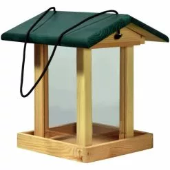 DOBAR Vogelfutterhaus, Für Vögel, Kiefernholz/Kunststoff, Natur/grün