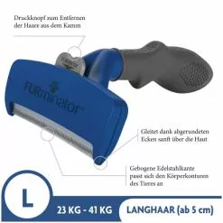FURMINATOR Bürste »deShedding TOOL«, L Langhaar, Für Große Hunde Von 23 Bis 41 Kg, Blau -Günstiges Tierbedarf Geschäft unnamed file 587
