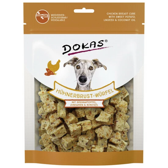 DOKAS Hundesnack »Hühnerbrust-Würfel«, Huhn/Süßkartoffel, 150 G 3 DOKAS Hundesnack »Hühnerbrust-Würfel«, Huhn/Süßkartoffel, 150 G