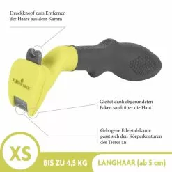 FURMINATOR Bürste »deShedding TOOL«, XS Langhaar, Für Sehr Kleine Hunde Bis Zu 4,5 Kg, Gelb -Günstiges Tierbedarf Geschäft unnamed file 612