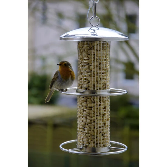 DOBAR Vogelfuttersäule, Metall, Silberfarben, Zum Aufhängen 6 DOBAR Vogelfuttersäule, Metall, Silberfarben, Zum Aufhängen – Bild 4