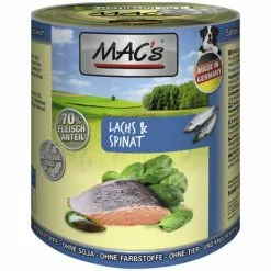 MAC'S Hunde-Nassfutter, Lachs/Spinat, 6 Dosen