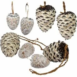 DOBAR Vogelfutter, 4 X Riesenzapfen, 4x Meisenzapfen