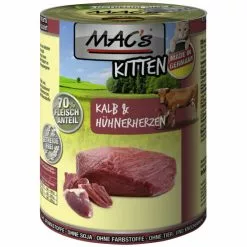 MAC'S Katzen-Nassfutter, Kalb/Geflügelherz, 6 X 400 G