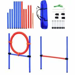 PawHut Agility Ausrüstung, Blau/rot, Für Hunde